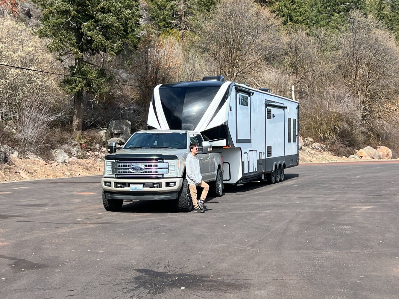 Our truck and fifth wheel on the road